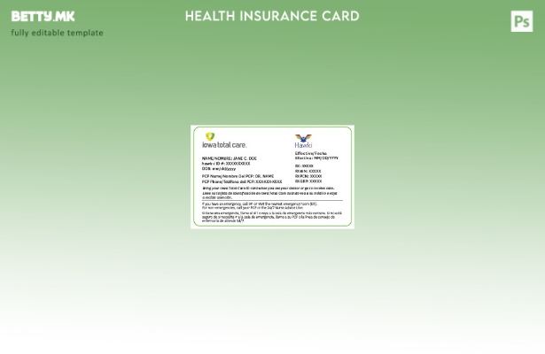 Шаблон за картичка за здравствено осигурување во Ајова во модерен стил